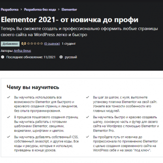 [Anfisa Breus] Elementor 2021- от новичка до профи [Udemy]