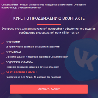 [Convert Monster] Курс по продвижению ВКонтакте (2024) [Антон Петроченков и д.р.]