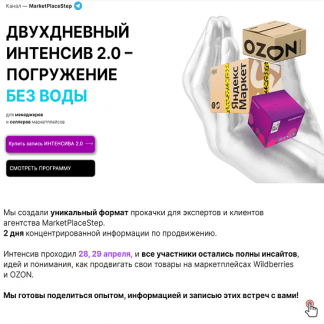 [MarketPlaceStep] Двухдневный интенсив 2.0. Погружение без воды для менеджеров и селлеров маркетплейсов (2023)