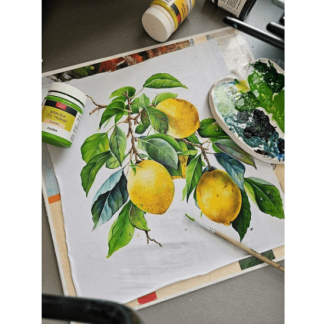 [Даша Лисенкова] Пионы + протея + лимоны + лев (март 2024) [Роспись по ткани]