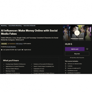 [Арнольд Оберлейтер] AI Influencer: Зарабатывайте денежные средства в Интернете с помощью фейков в социальных сетях (2025) [Udemy]